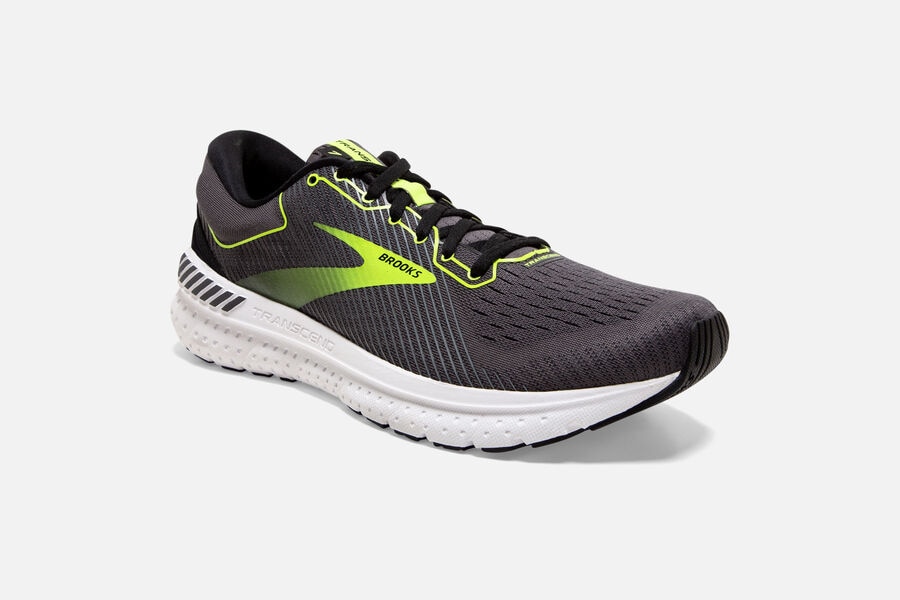 Transcend 7 Road Brooks Running Shoes NZ Mens - Black/Green - IUAKMR-805